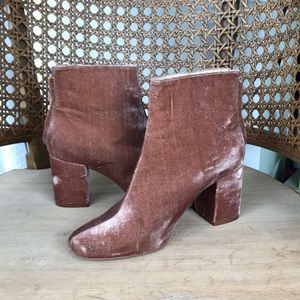 Zara Blush Pink Velvet Chunky Heel